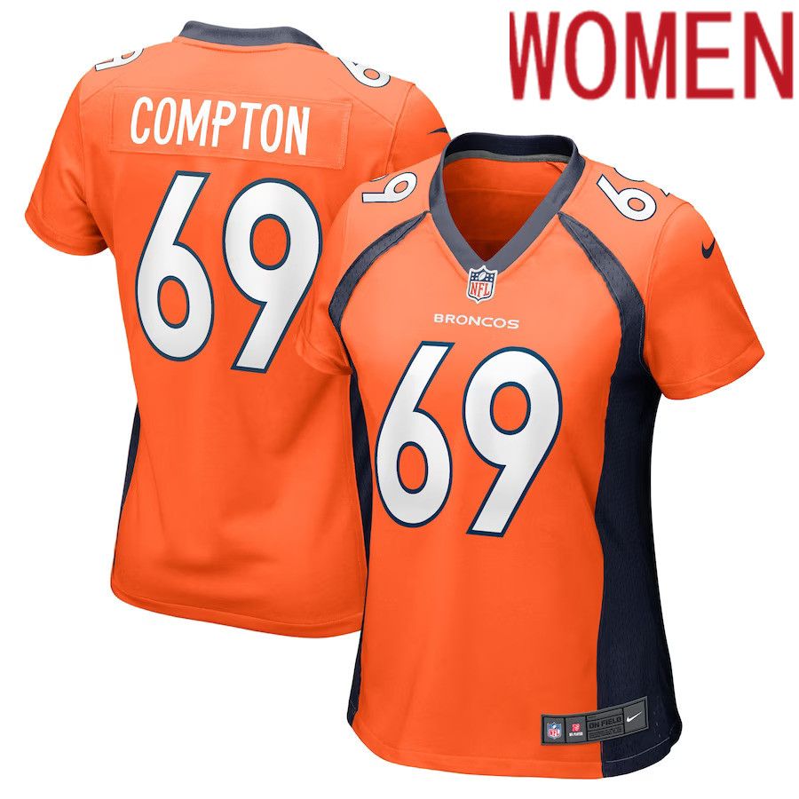 Women Denver Broncos #69 Tom Compton Nike Orange Game Player NFL Jersey